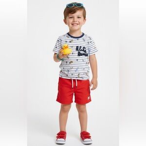 Hawaii Boys Navy & White Graphic Cotton T-Shirt